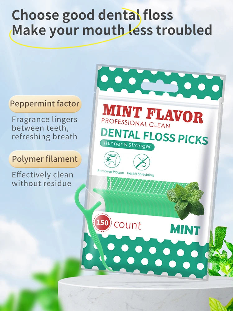 Mint dental floss stick - home portable disposable care dental floss stick - oral care - deep cleaning - interdental cleaning pr